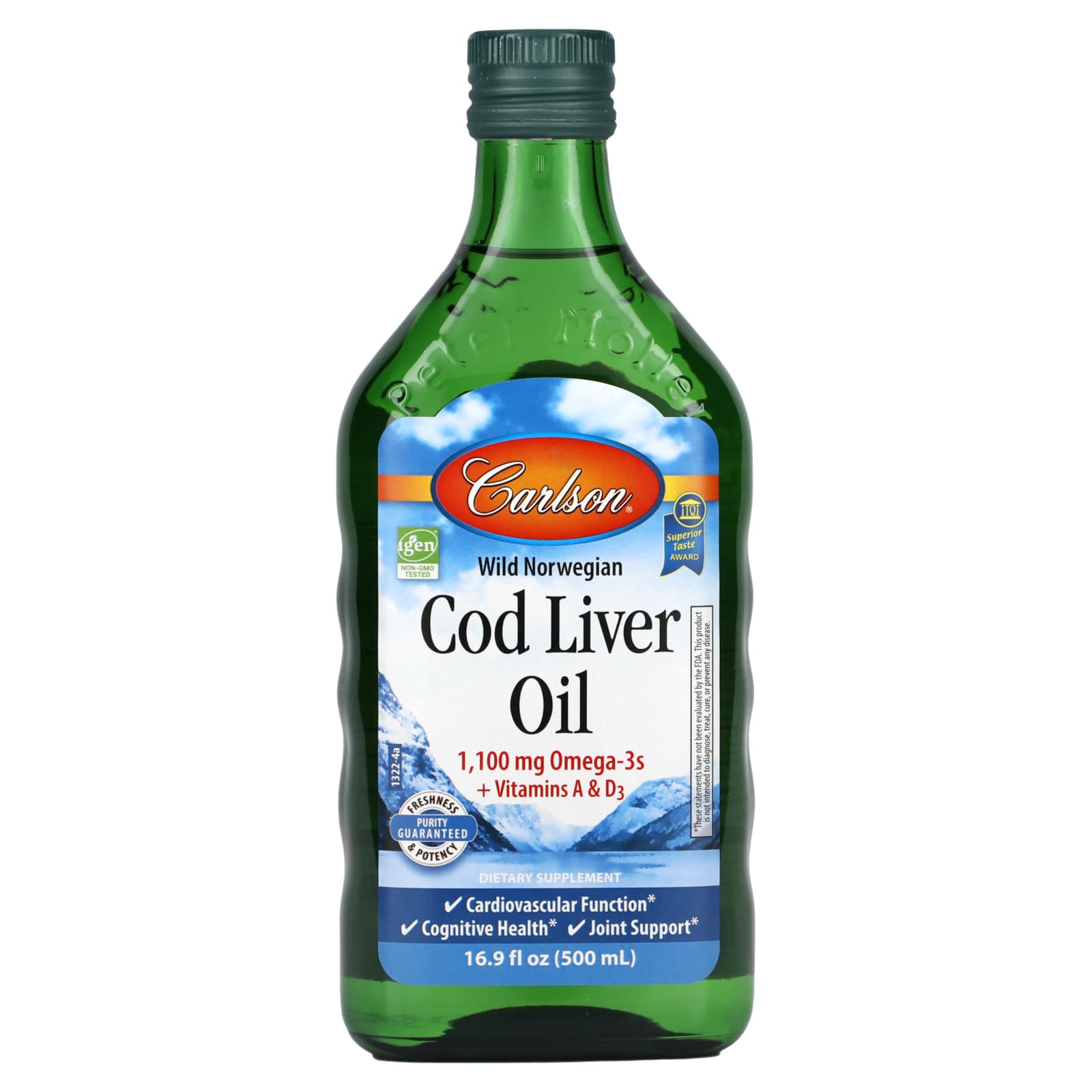 Carlson Labs, Norwegian Cod Liver Oil Liquid Natural 500 ml, 16 Oz UPC 088395013225 | HiLife Vitamins